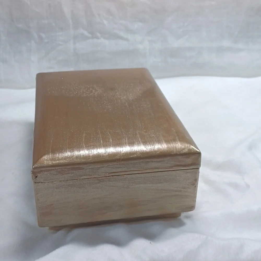 Vintage Gold Finish Musical Jewelry Box Feelings